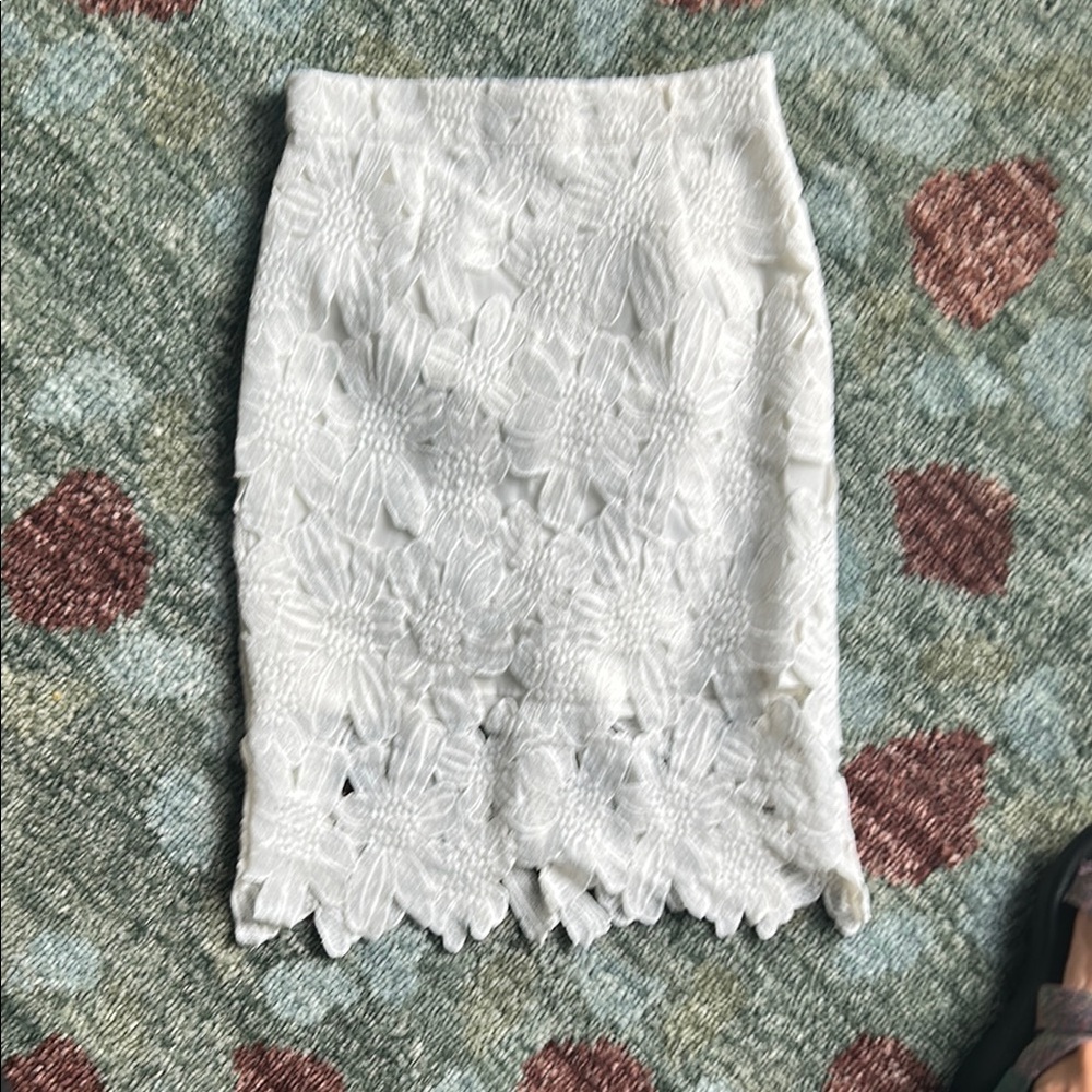 Tobi White Embellished Pencil Skirt